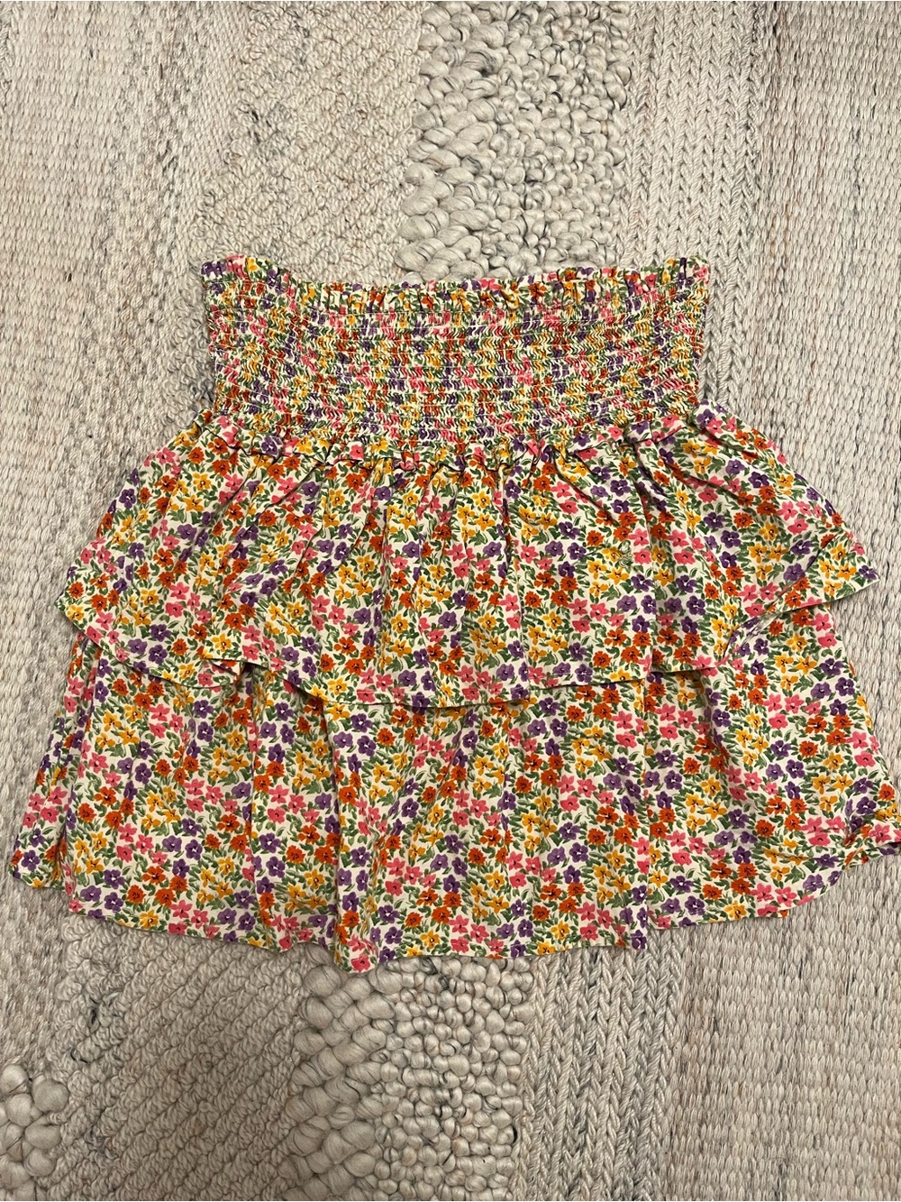 Floral Tiered Mini Skirt - Multicolor